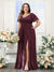 A-Line V-Neck Short Sleeves Split Side Chiffon Plus Size Bridesmaid Dresses with Pockets