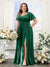 A-Line V-Neck Short Sleeves Split Side Chiffon Plus Size Bridesmaid Dresses with Pockets