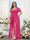 A-Line V-Neck Short Sleeves Split Side Chiffon Plus Size Bridesmaid Dresses with Pockets