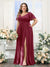 A-Line V-Neck Short Sleeves Split Side Chiffon Plus Size Bridesmaid Dresses with Pockets