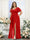 A-Line V-Neck Short Sleeves Split Side Chiffon Plus Size Bridesmaid Dresses with Pockets