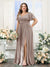 A-Line V-Neck Short Sleeves Split Side Chiffon Plus Size Bridesmaid Dresses with Pockets
