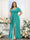 A-Line V-Neck Short Sleeves Split Side Chiffon Plus Size Bridesmaid Dresses with Pockets