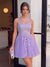 A-Line/Princess Spaghetti Straps Sleeveless Short/Mini Homecoming Dresses with Appliques