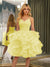 Spaghetti Straps Sleeveless Knee-Length Ball Gown Dresses with Ruffles