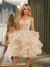 Spaghetti Straps Sleeveless Knee-Length Ball Gown Dresses with Ruffles