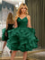 Spaghetti Straps Sleeveless Knee-Length Ball Gown Dresses with Ruffles