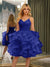 Spaghetti Straps Sleeveless Knee-Length Ball Gown Dresses with Ruffles