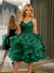 Spaghetti Straps Sleeveless Knee-Length Ball Gown Dresses with Ruffles