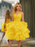 Spaghetti Straps Sleeveless Knee-Length Ball Gown Dresses with Ruffles