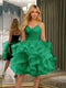 Spaghetti Straps Sleeveless Knee-Length Ball Gown Dresses with Ruffles