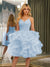Spaghetti Straps Sleeveless Knee-Length Ball Gown Dresses with Ruffles