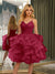 Spaghetti Straps Sleeveless Knee-Length Ball Gown Dresses with Ruffles