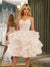 Spaghetti Straps Sleeveless Knee-Length Ball Gown Dresses with Ruffles