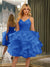 Spaghetti Straps Sleeveless Knee-Length Ball Gown Dresses with Ruffles