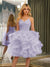 Spaghetti Straps Sleeveless Knee-Length Ball Gown Dresses with Ruffles