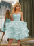Spaghetti Straps Sleeveless Knee-Length Ball Gown Dresses with Ruffles
