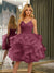 Spaghetti Straps Sleeveless Knee-Length Ball Gown Dresses with Ruffles