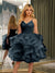 Spaghetti Straps Sleeveless Knee-Length Ball Gown Dresses with Ruffles