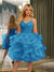 Spaghetti Straps Sleeveless Knee-Length Ball Gown Dresses with Ruffles
