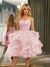 Spaghetti Straps Sleeveless Knee-Length Ball Gown Dresses with Ruffles