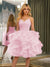 Spaghetti Straps Sleeveless Knee-Length Ball Gown Dresses with Ruffles