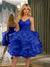 Spaghetti Straps Sleeveless Knee-Length Ball Gown Dresses with Ruffles