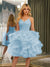 Spaghetti Straps Sleeveless Knee-Length Ball Gown Dresses with Ruffles