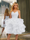 Spaghetti Straps Sleeveless Knee-Length Ball Gown Dresses with Ruffles