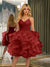 Spaghetti Straps Sleeveless Knee-Length Ball Gown Dresses with Ruffles
