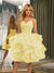 Spaghetti Straps Sleeveless Knee-Length Ball Gown Dresses with Ruffles