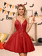 A-Line/Princess Spaghetti Straps Tulle Short Halloween Dresses with Sequins