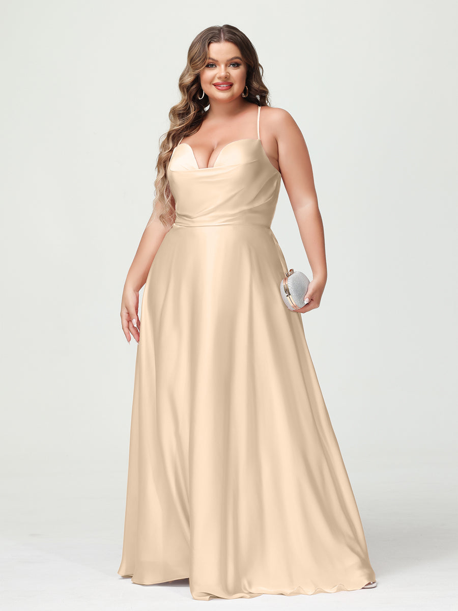 A-Line/Princess Spaghetti Straps Sleeveless Plus Size Bridesmaid Dresses
