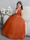 Crew Neck Tulle Flower Girl Dresses with Bowknot & Beading Waist