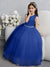 Crew Neck Tulle Flower Girl Dresses with Bowknot & Beading Waist