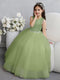 Crew Neck Tulle Flower Girl Dresses with Bowknot & Beading Waist
