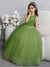 Crew Neck Tulle Flower Girl Dresses with Bowknot & Beading Waist
