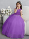 Crew Neck Tulle Flower Girl Dresses with Bowknot & Beading Waist