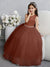 Crew Neck Tulle Flower Girl Dresses with Bowknot & Beading Waist