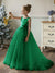 Crew Neck Tulle Flower Girl Dresses with Pearls & Satin Bowknot