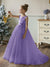 Crew Neck Tulle Flower Girl Dresses with Pearls & Satin Bowknot