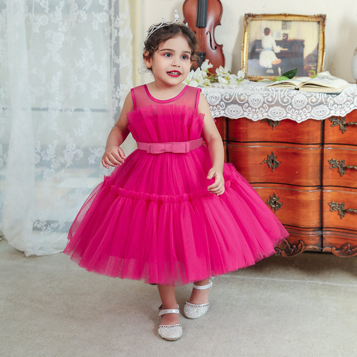 Ball Gown Scoop Sleeveless Tulle Flower Girl Dresses with Belt &amp; Bow(s)
