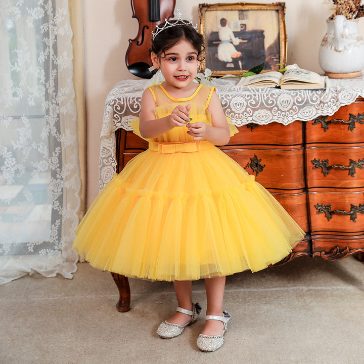 Ball Gown Scoop Sleeveless Tulle Flower Girl Dresses with Belt &amp; Bow(s)