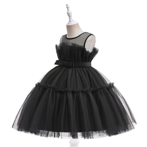 Ball Gown Scoop Sleeveless Tulle Flower Girl Dresses with Belt & Bow(s)
