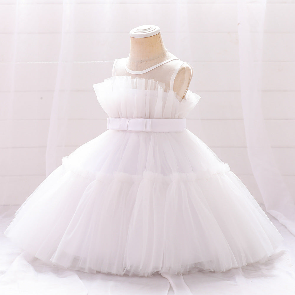 Ball Gown Scoop Sleeveless Tulle Flower Girl Dresses with Belt &amp; Bow(s)