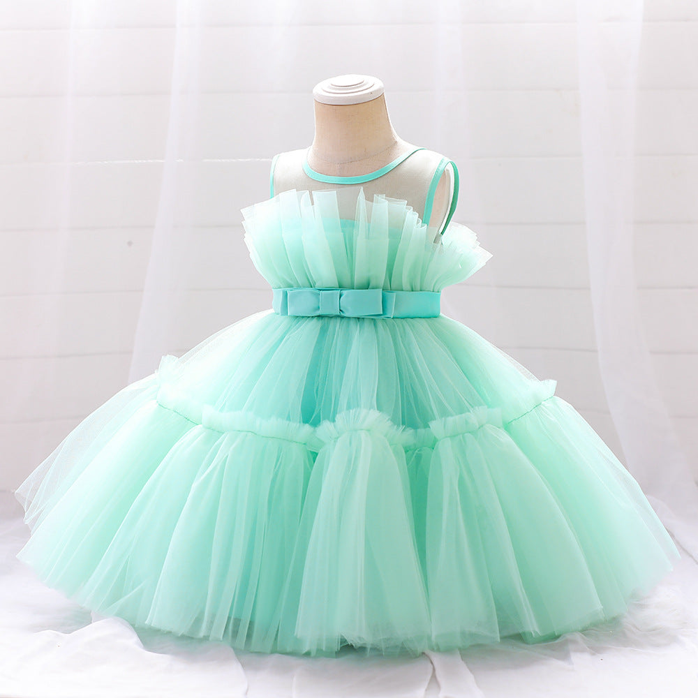 Ball Gown Scoop Sleeveless Tulle Flower Girl Dresses with Belt &amp; Bow(s)