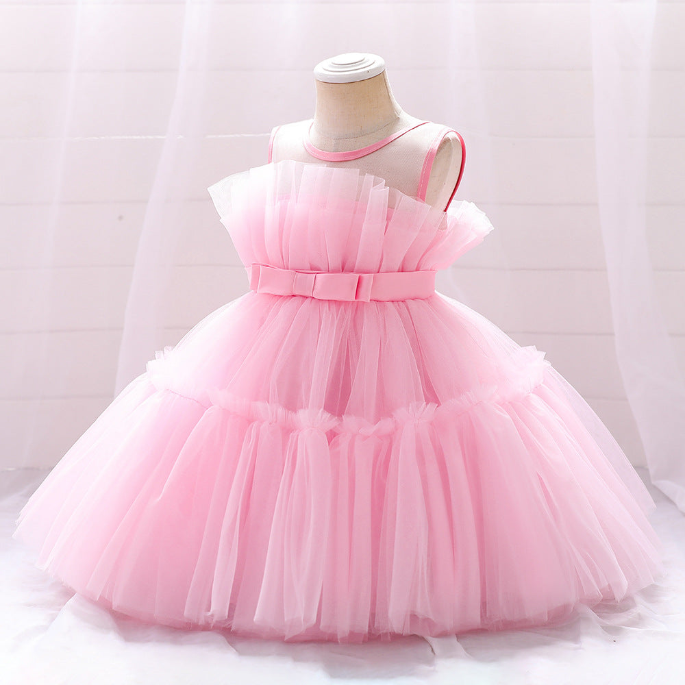 Ball Gown Scoop Sleeveless Tulle Flower Girl Dresses with Belt &amp; Bow(s)