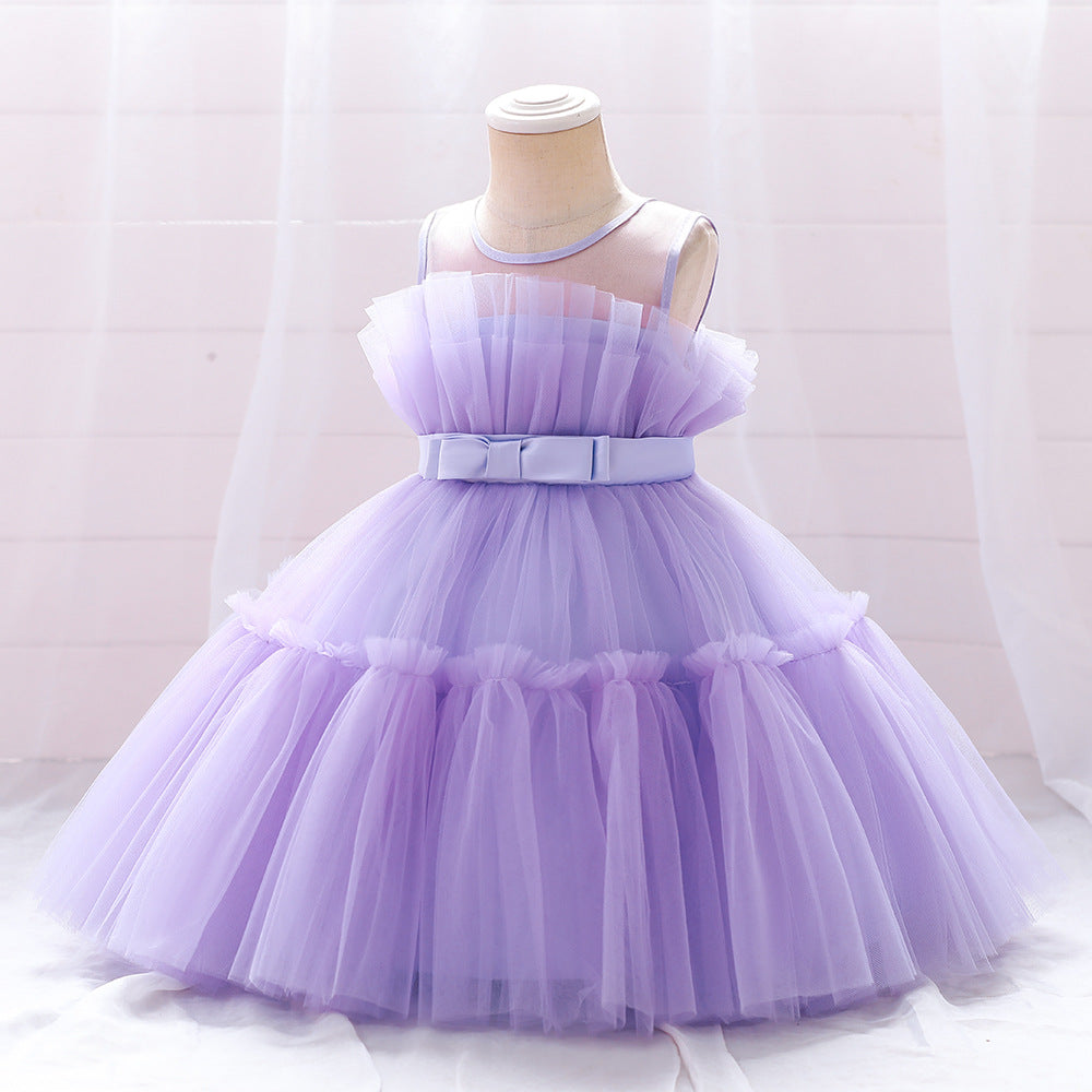 Ball Gown Scoop Sleeveless Tulle Flower Girl Dresses with Belt &amp; Bow(s)