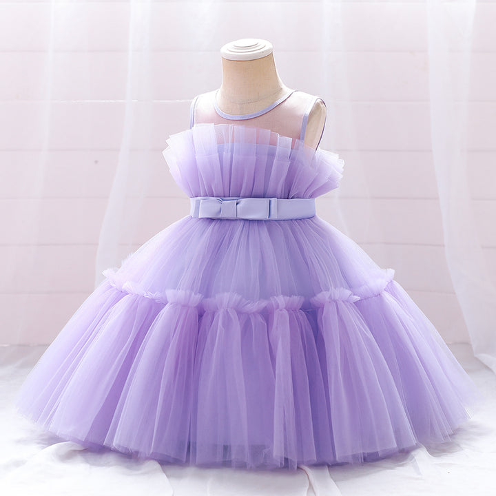 Ball Gown Scoop Sleeveless Tulle Flower Girl Dresses with Belt &amp; Bow(s)