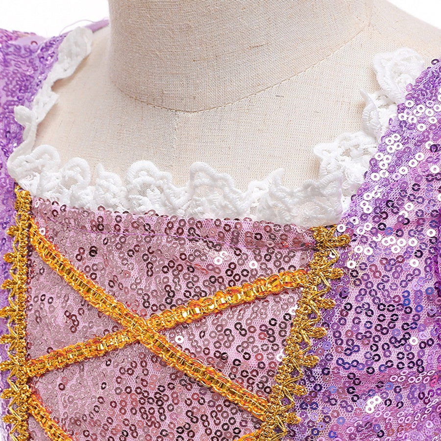 Ball Gown Square Neck Short Sleeves Flower Girl Dresses with Appliques &amp; Sequins